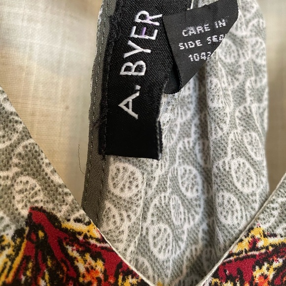 A. Byer Red and Cream Asymmetrical Sleeveless Tank Top - Picture 3 of 3